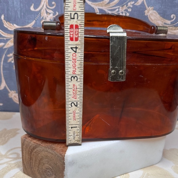 Vintage 1950s Dover Amber Lucite Box Purse - Picture 9 of 11